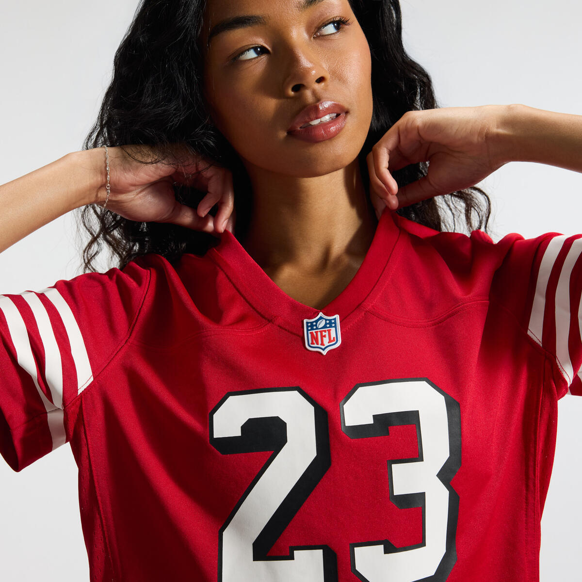 Women's San Francisco 49ers Christian McCaffrey Scarlet Red Alternate Block Numbers Nike Game Jersey