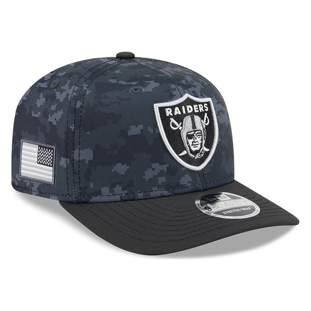 Las Vegas Raiders Black Camo 2026 Salute to Service New Era 9SEVENTY Adjustable Snapback Hat