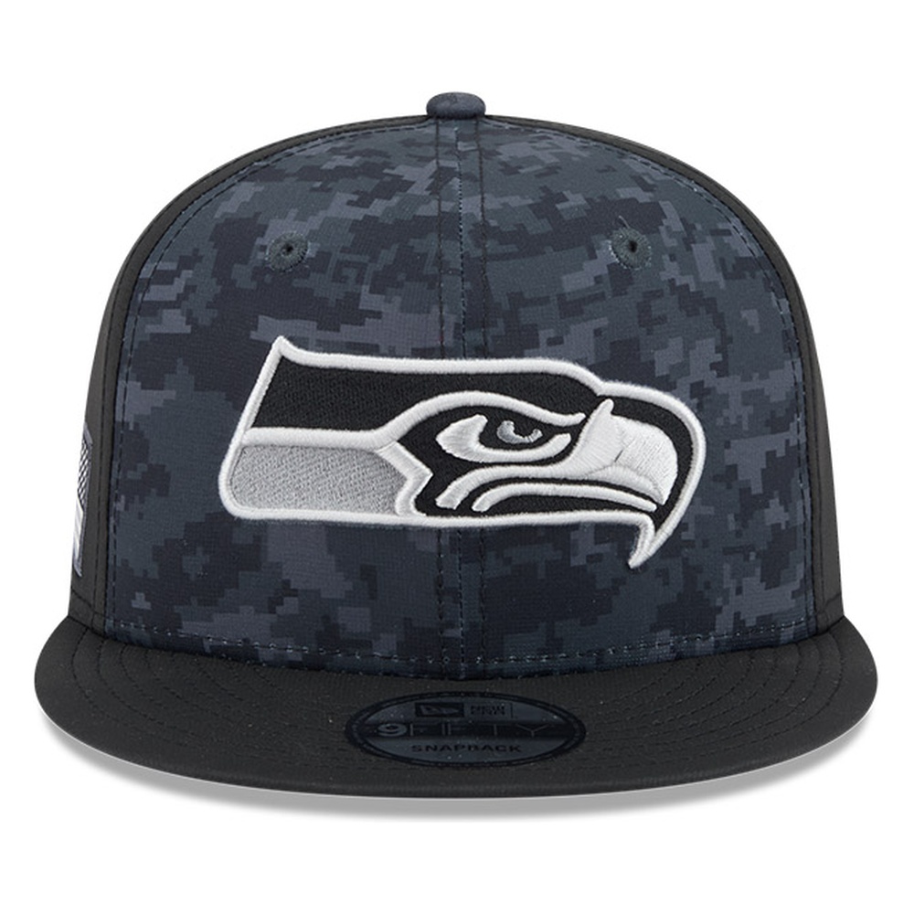 Seattle Seahawks Black Camo 2026 Salute to Service New Era 9FIFTY Snapback Hat