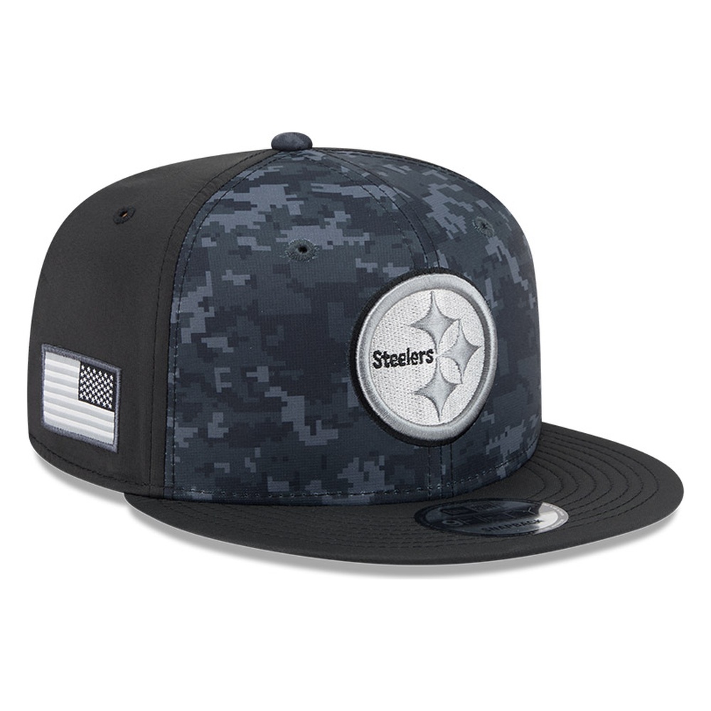 Pittsburgh Steelers Black Camo 2026 Salute to Service New Era 9FIFTY Snapback Hat