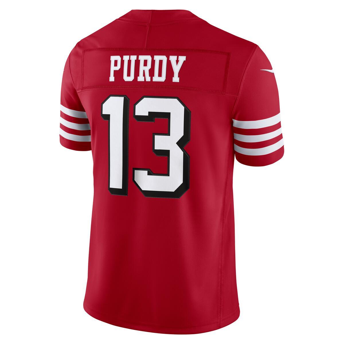 San Francisco 49ers Brock Purdy Scarlet Red Alternate Block Numbers Nike Vapor F.U.S.E Stitched Limited Jersey