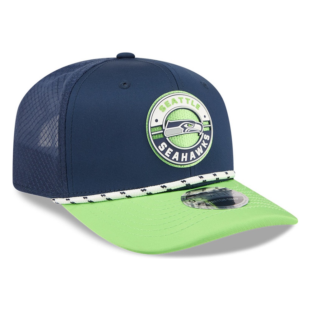 Seattle Seahawks Navy/Neon Green 2026 NFL Sideline Two-Tone Rope New Era 9SEVENTY Adjustable Hat