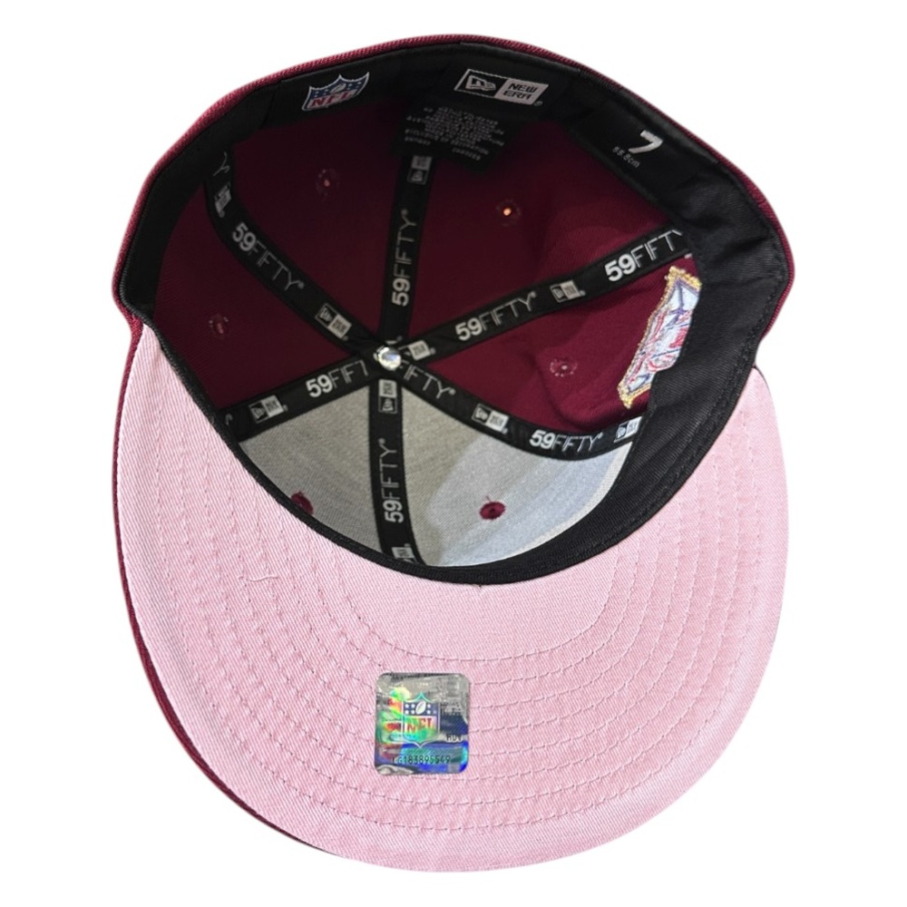 San Francisco 49ers Maroon Saloon Font 75th Patch Pink UV New Era 59FIFTY Fitted Hat