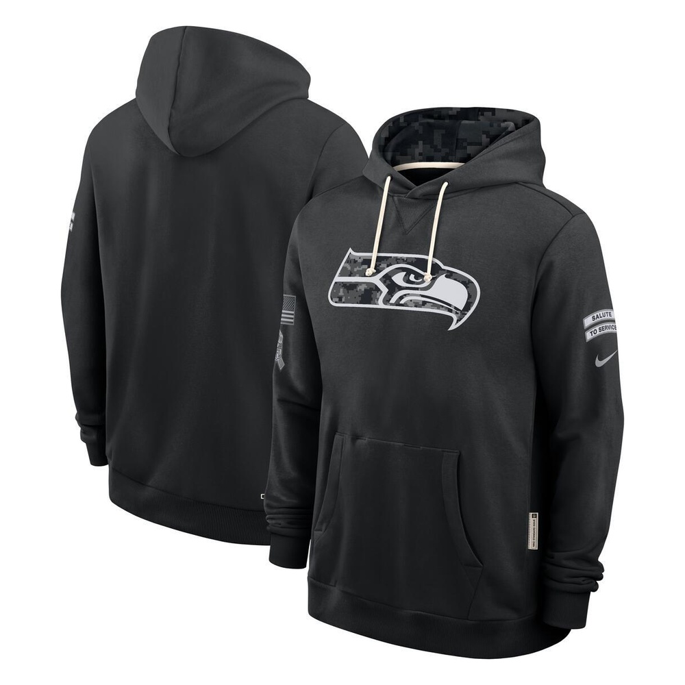 Seattle Seahawks Black 2026 Salute to Service Sideline Nike Dri-FIT Pullover Hoodie