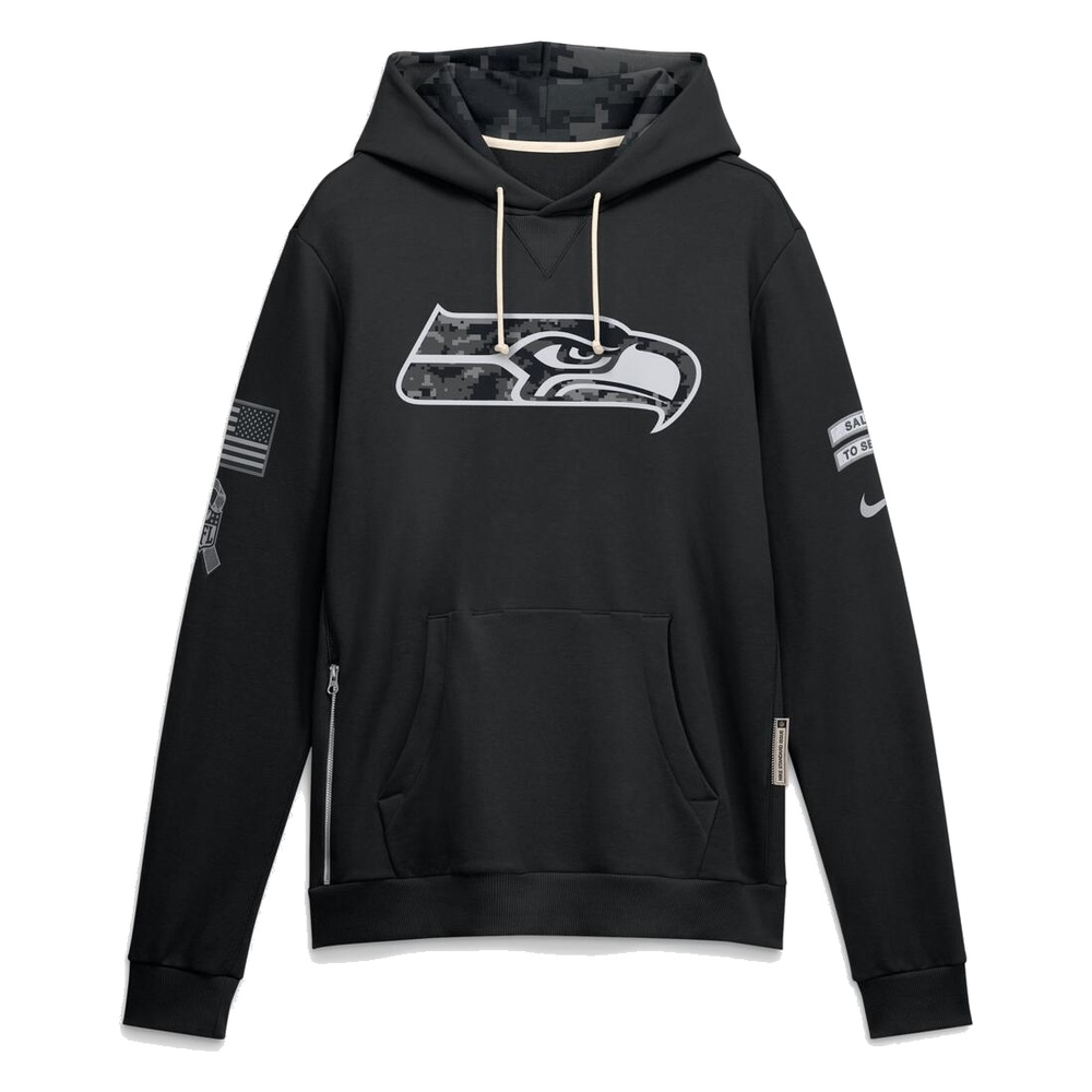 Seattle Seahawks Black 2026 Salute to Service Sideline Nike Dri-FIT Pullover Hoodie