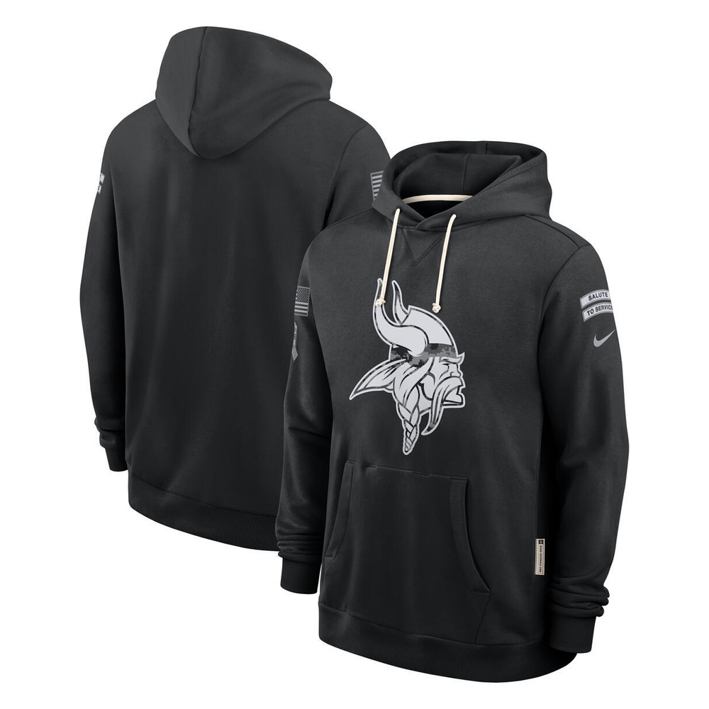 Minnesota Vikings Black 2026 Salute to Service Sideline Nike Dri-FIT Pullover Hoodie