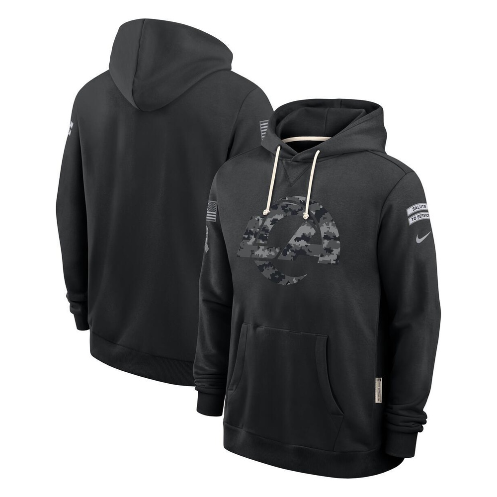 Los Angeles Rams Black 2026 Salute to Service Sideline Nike Dri-FIT Pullover Hoodie