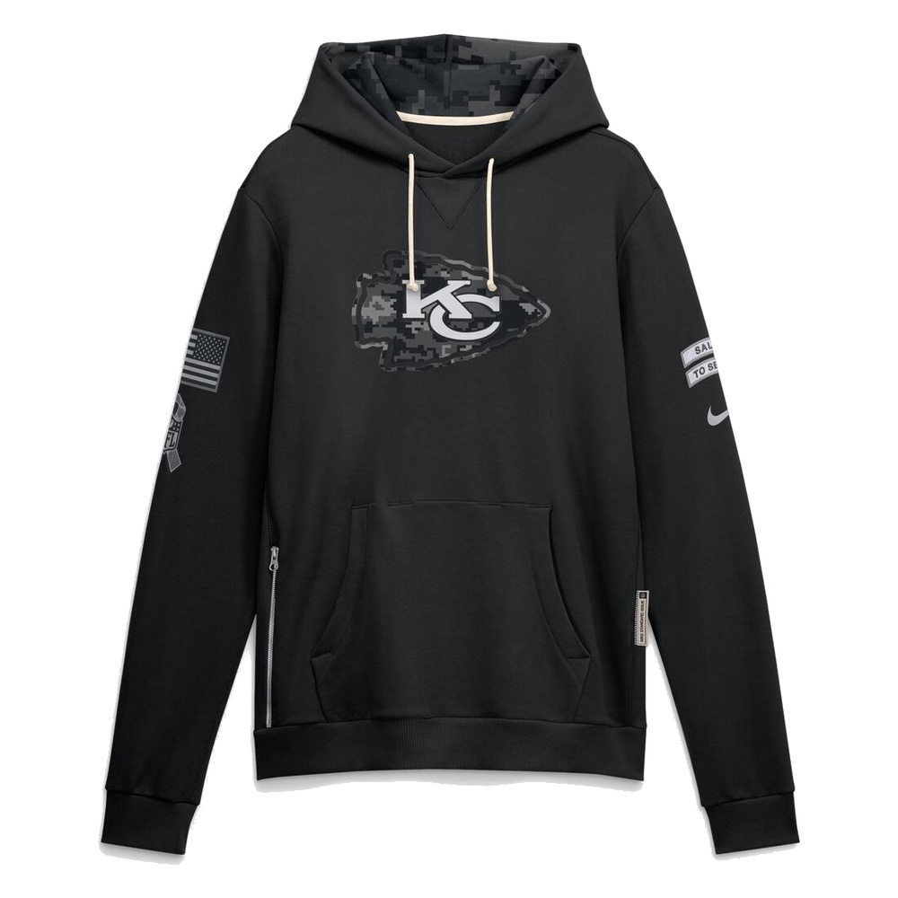 Kansas City Chiefs Black 2026 Salute to Service Sideline Nike Dri-FIT Pullover Hoodie