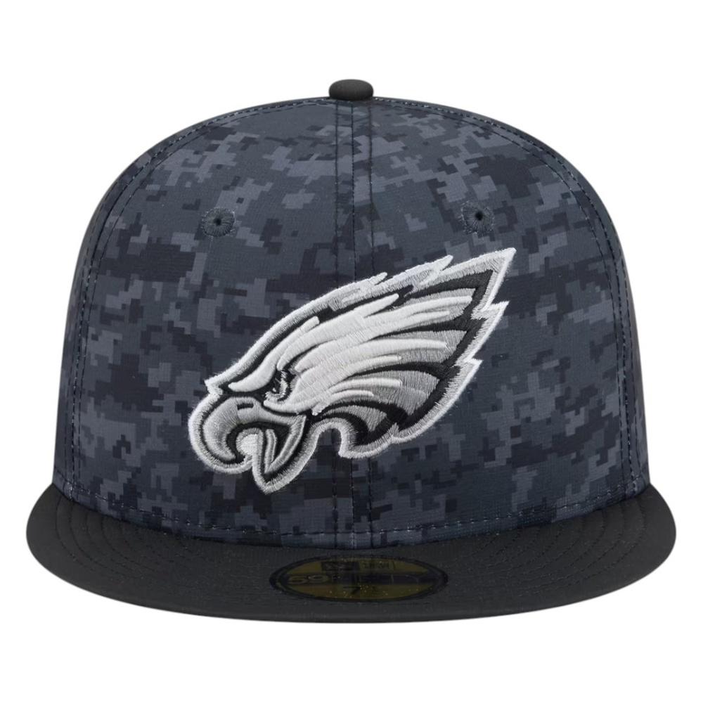 Philadelphia Eagles Black Camo 2026 Salute to Service New Era 59FIFTY Fitted Hat