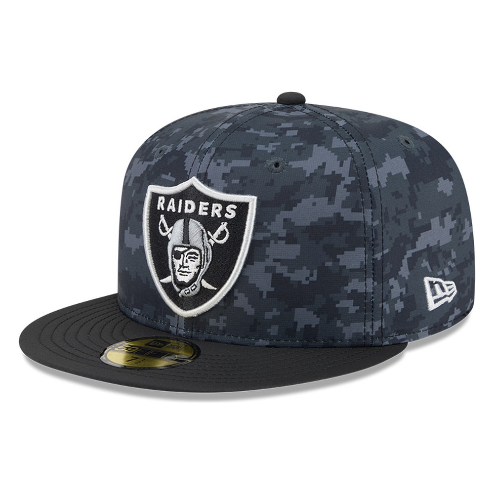 Las Vegas Raiders Black Camo 2026 Salute to Service New Era 59FIFTY Fitted Hat