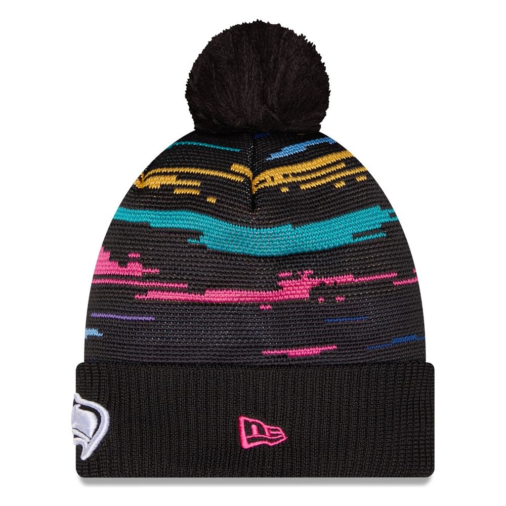 Seattle Seahawks Black 2026 NFL Crucial Catch Cuffed Knit Hat with Pom