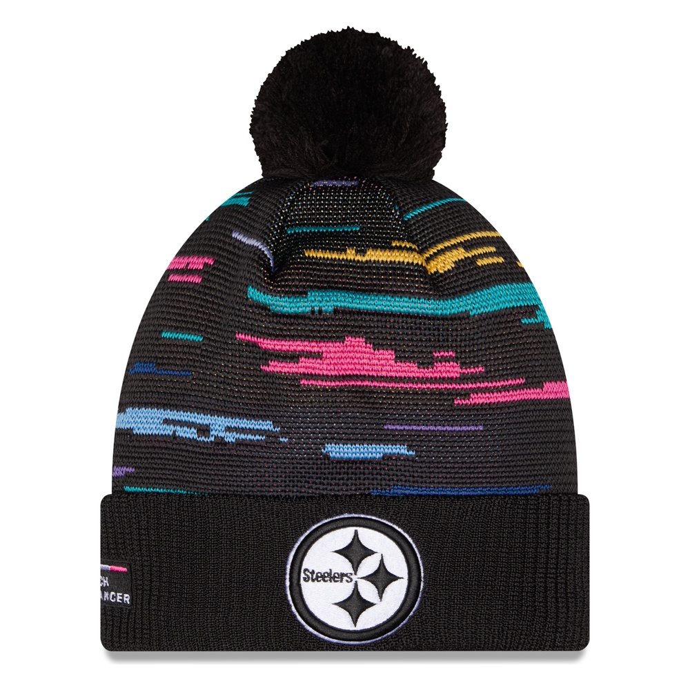 Pittsburgh Steelers Black 2026 NFL Crucial Catch Cuffed Knit Hat with Pom