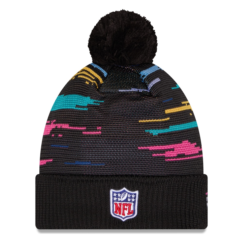 New England Patriots Black 2026 NFL Crucial Catch Cuffed Knit Hat with Pom