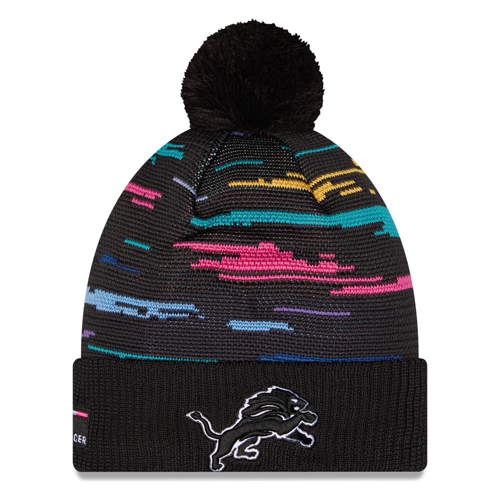 Detroit Lions Black 2026 NFL Crucial Catch Cuffed Knit Hat with Pom