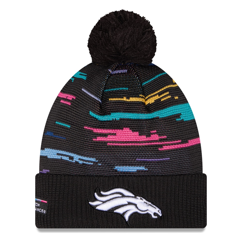 Denver Broncos Black 2026 NFL Crucial Catch Cuffed Knit Hat with Pom