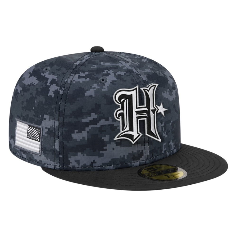 Houston Texans Black Camo H Town Logo 2026 Salute to Service New Era 59FIFTY Fitted Hat