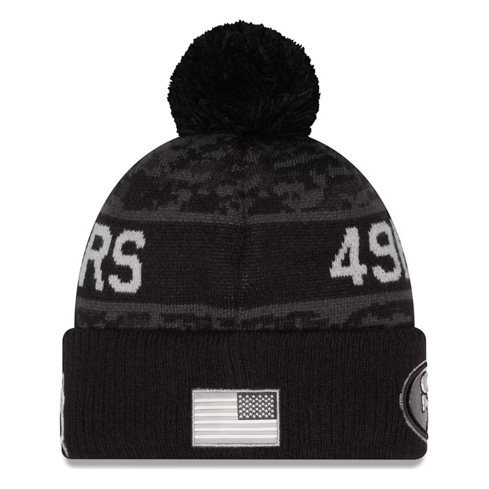 San Francisco 49ers Black Digital Camo 2026 NFL Salute to Service Collection New Era Cuffed Knit Beanie Hat
