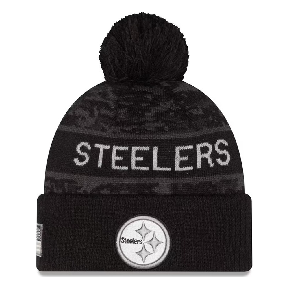 Pittsburgh Steelers Black Digital Camo 2026 NFL Salute to Service Collection New Era Cuffed Knit Beanie Hat