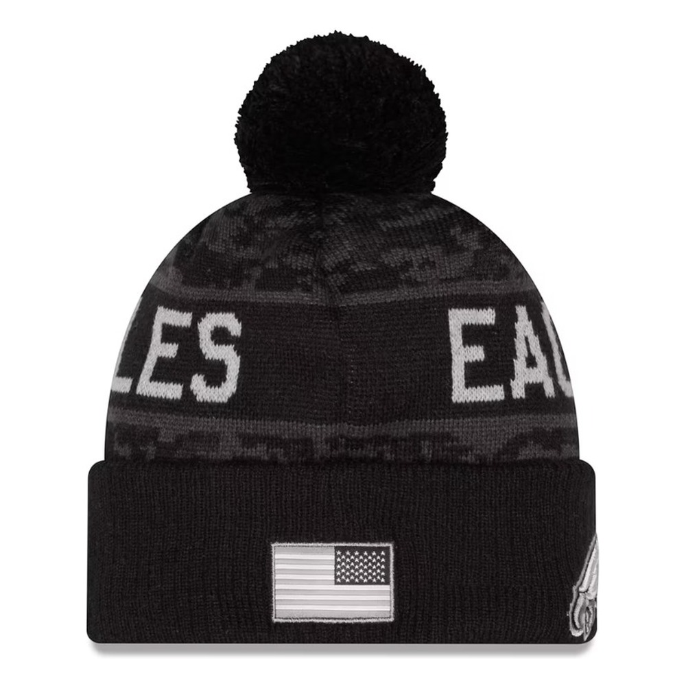 Philadelphia Eagles Black Digital Camo 2026 NFL Salute to Service Collection New Era Cuffed Knit Beanie Hat