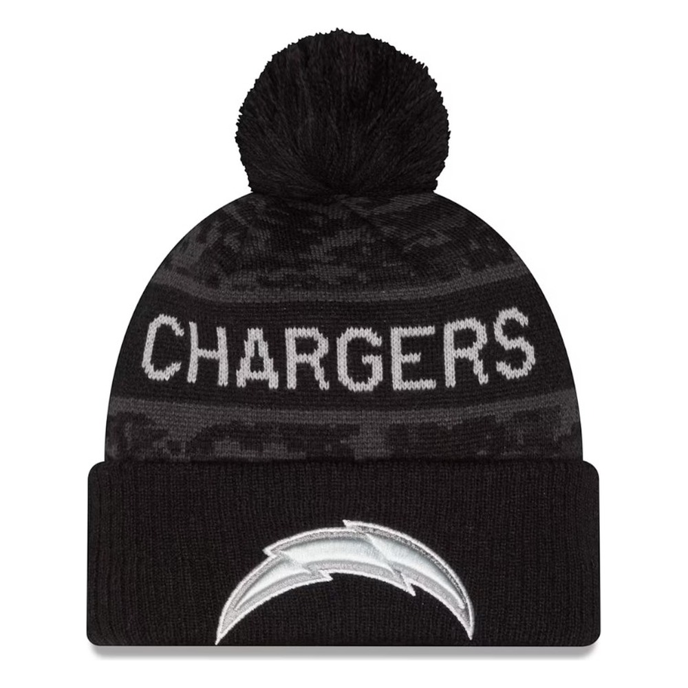 Los Angeles Chargers Black Digital Camo 2026 NFL Salute to Service Collection New Era Cuffed Knit Beanie Hat