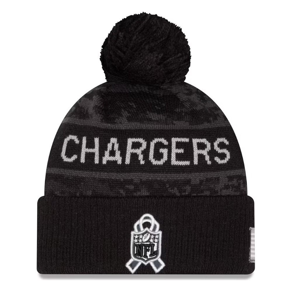 Los Angeles Chargers Black Digital Camo 2026 NFL Salute to Service Collection New Era Cuffed Knit Beanie Hat