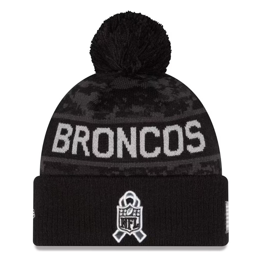 Denver Broncos Black Digital Camo 2026 NFL Salute to Service Collection New Era Cuffed Knit Beanie Hat