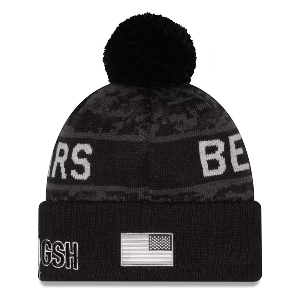 Chicago Bears Black Digital Camo 2026 NFL Salute to Service Collection New Era Cuffed Knit Beanie Hat
