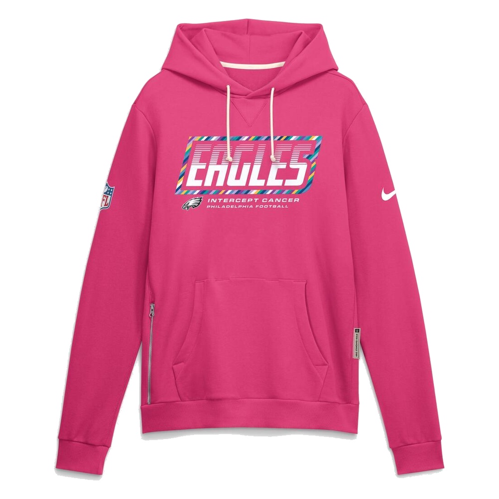 Philadelphia Eagles Pink Nike 2026 NFL Crucial Catch Sideline Dri-FIT Pullover Hoodie