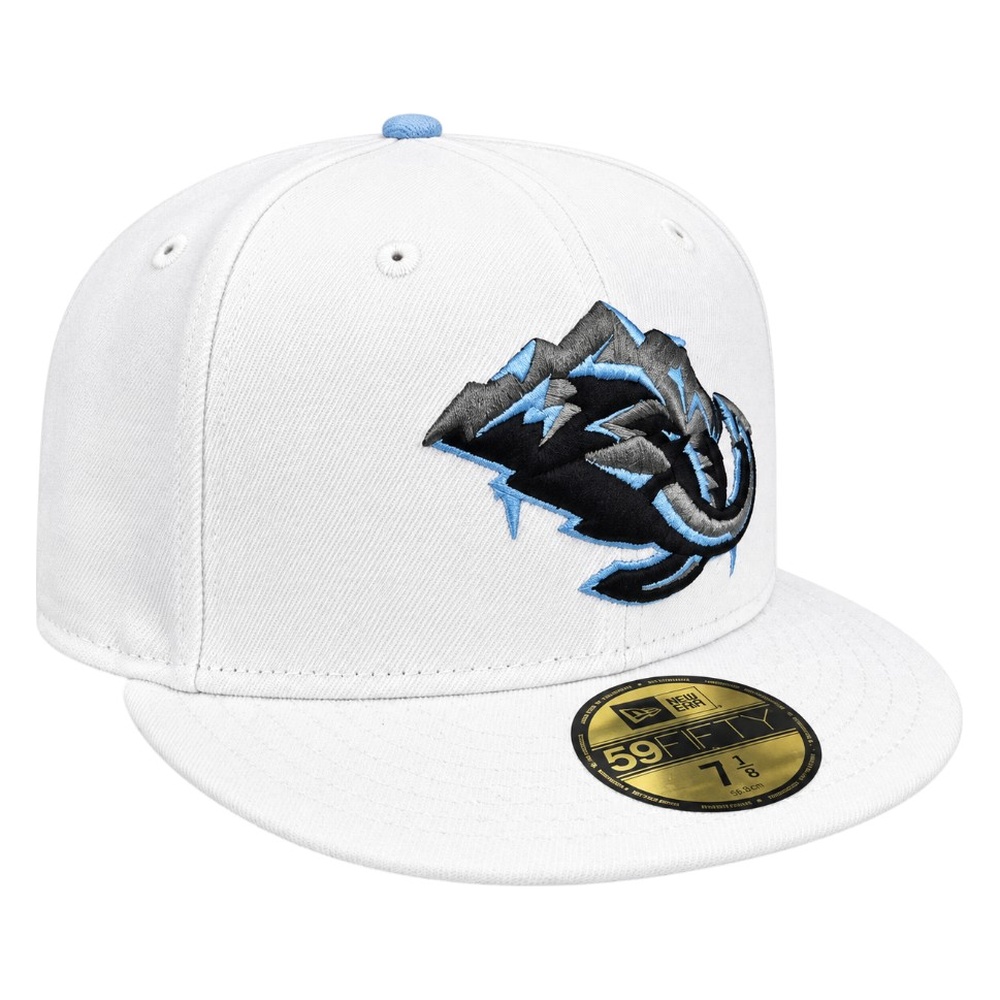 Utah Mammoth White Frozen Logo Icy Blue UV New Era 59FIFTY Fitted Hat