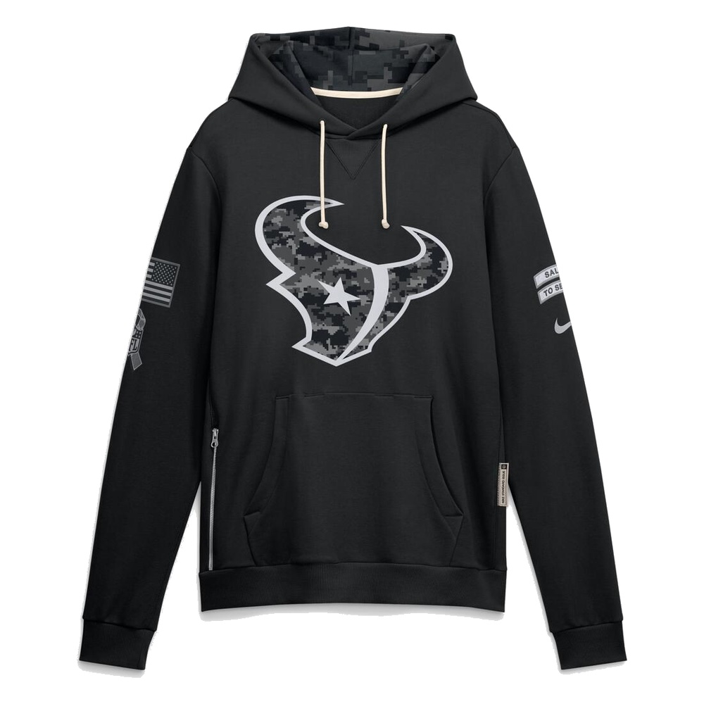 Houston Texans Black 2026 Salute to Service Sideline Nike Dri-FIT Pullover Hoodie