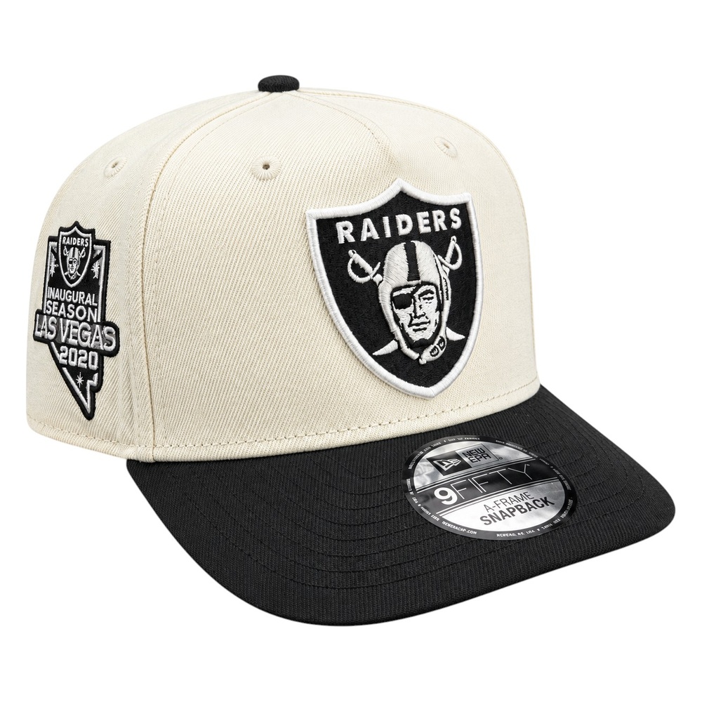 Las Vegas Raiders Chrome and Black 2020 Inaugural Patch New Era 9FIFTY A-Frame Snapback Hat