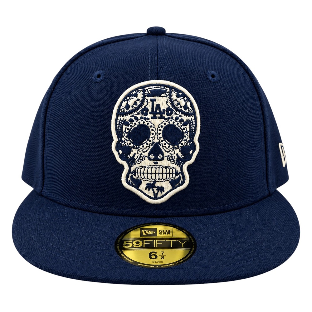 Los Angeles Dodgers Dark Blue Sugar Skull Grey UV New Era 59FIFTY Fitted Hat