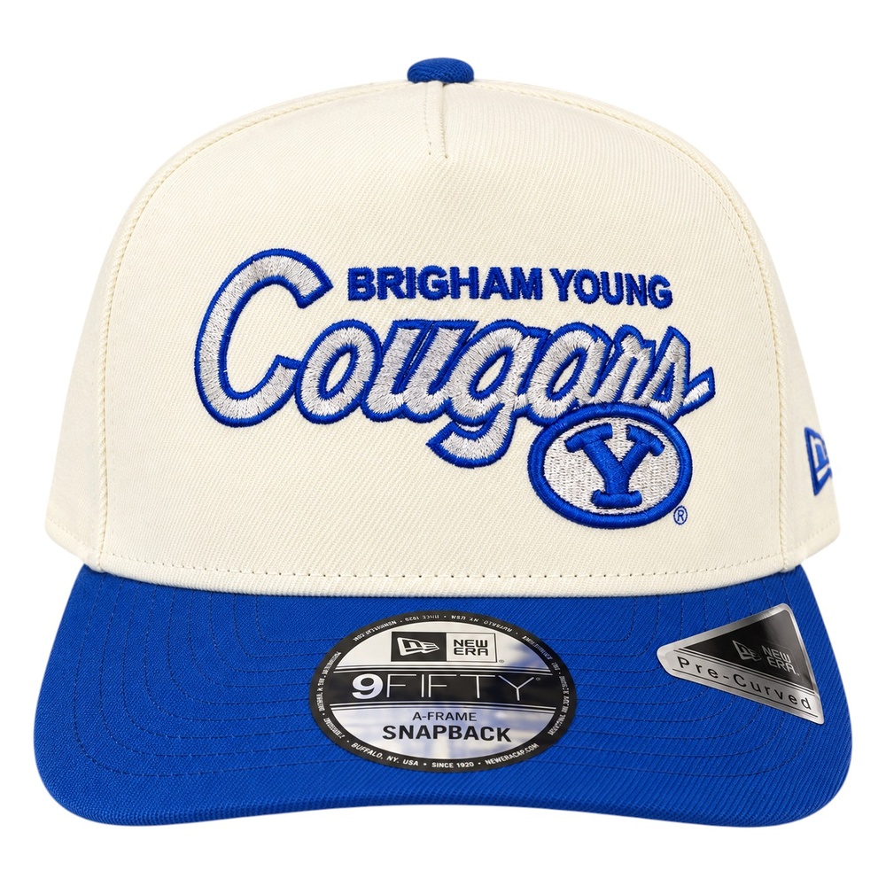BYU Cougars Chrome and Royal Blue Script Y Logo New Era 9FIFTY A-Frame Snapback Hat