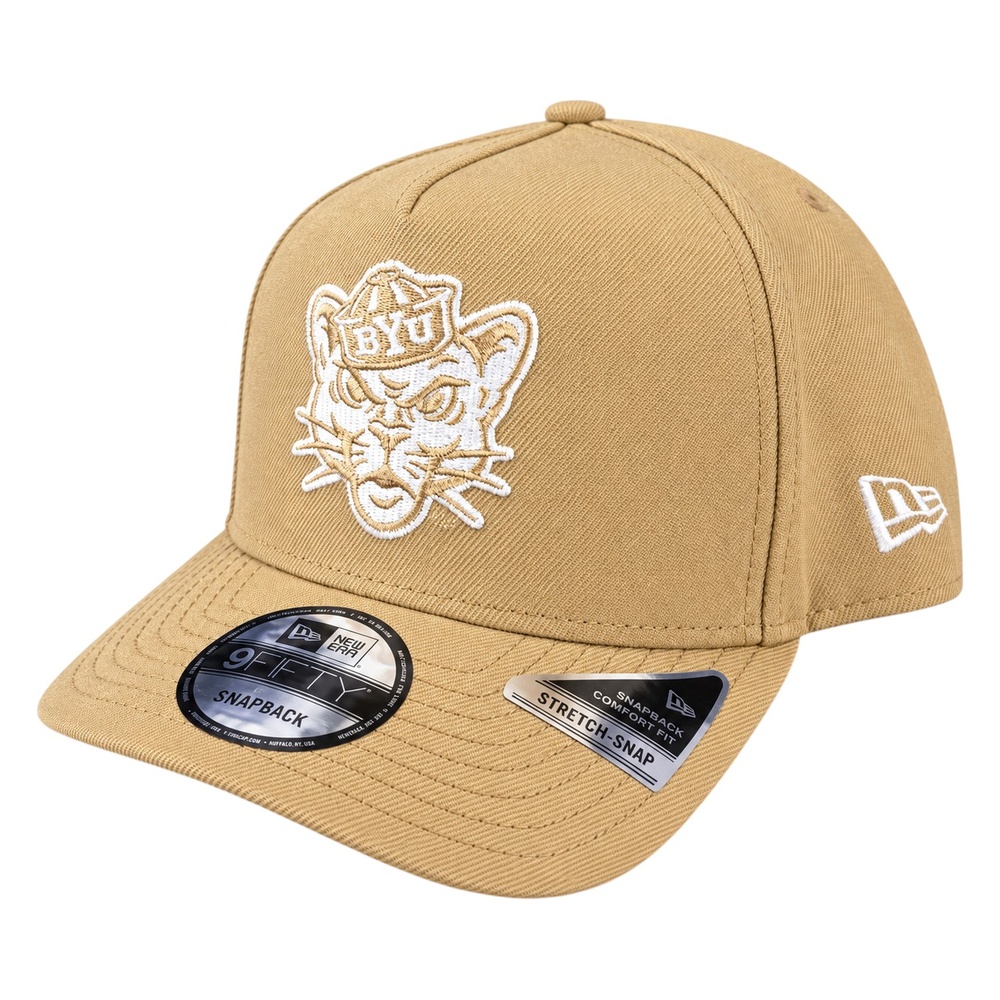BYU Cougars Camel Brown Sailor Cougar Logo Hang Loose Patch New Era 9FIFTY A-Frame Snapback Hat