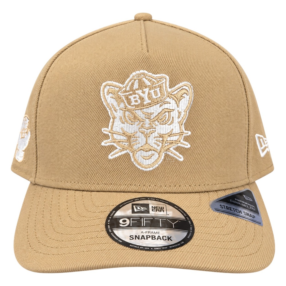 BYU Cougars Camel Brown Sailor Cougar Logo Hang Loose Patch New Era 9FIFTY A-Frame Snapback Hat