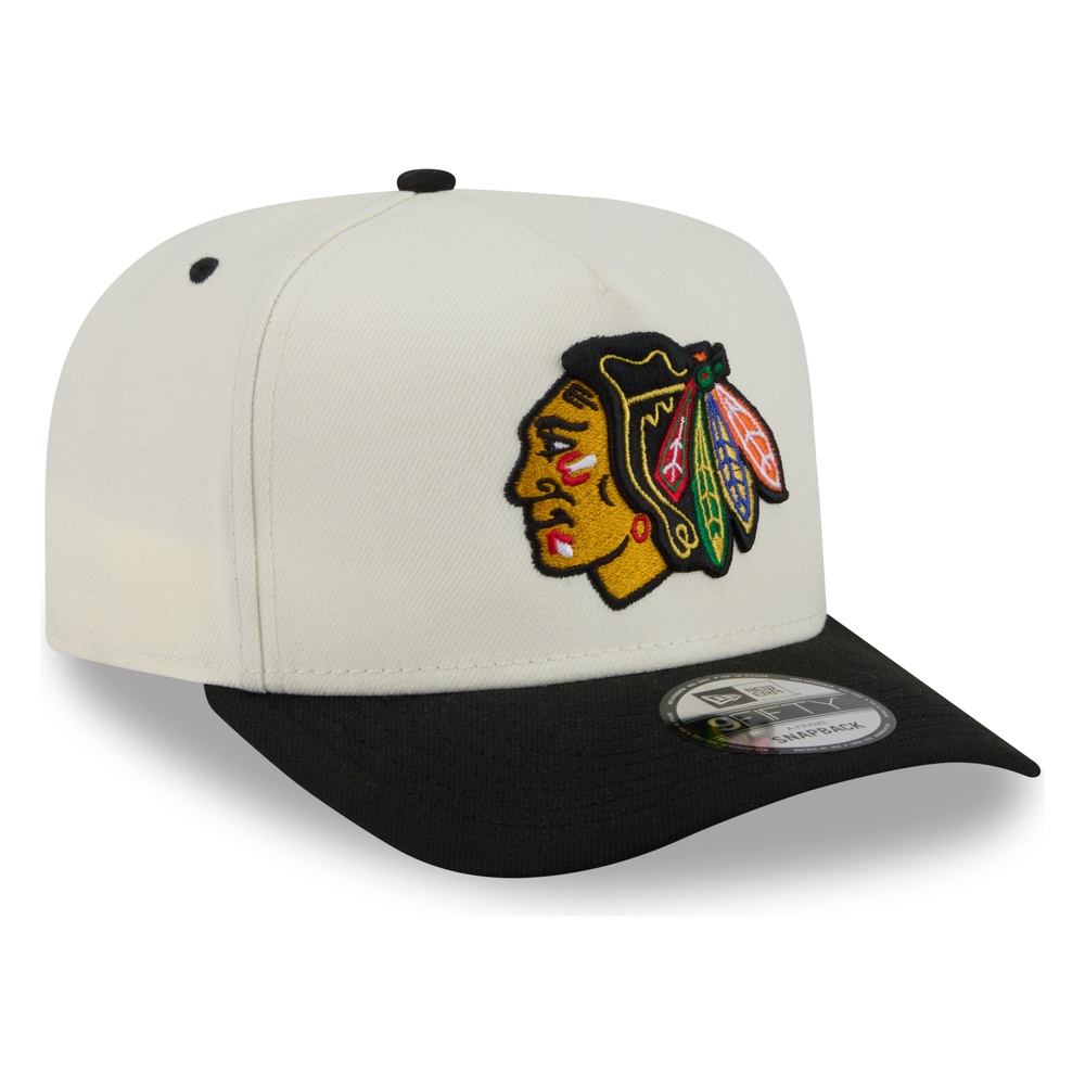 Chicago Blackhawks Chrome and Black Rear Hit New Era 9FIFTY A-Frame Snapback Hat