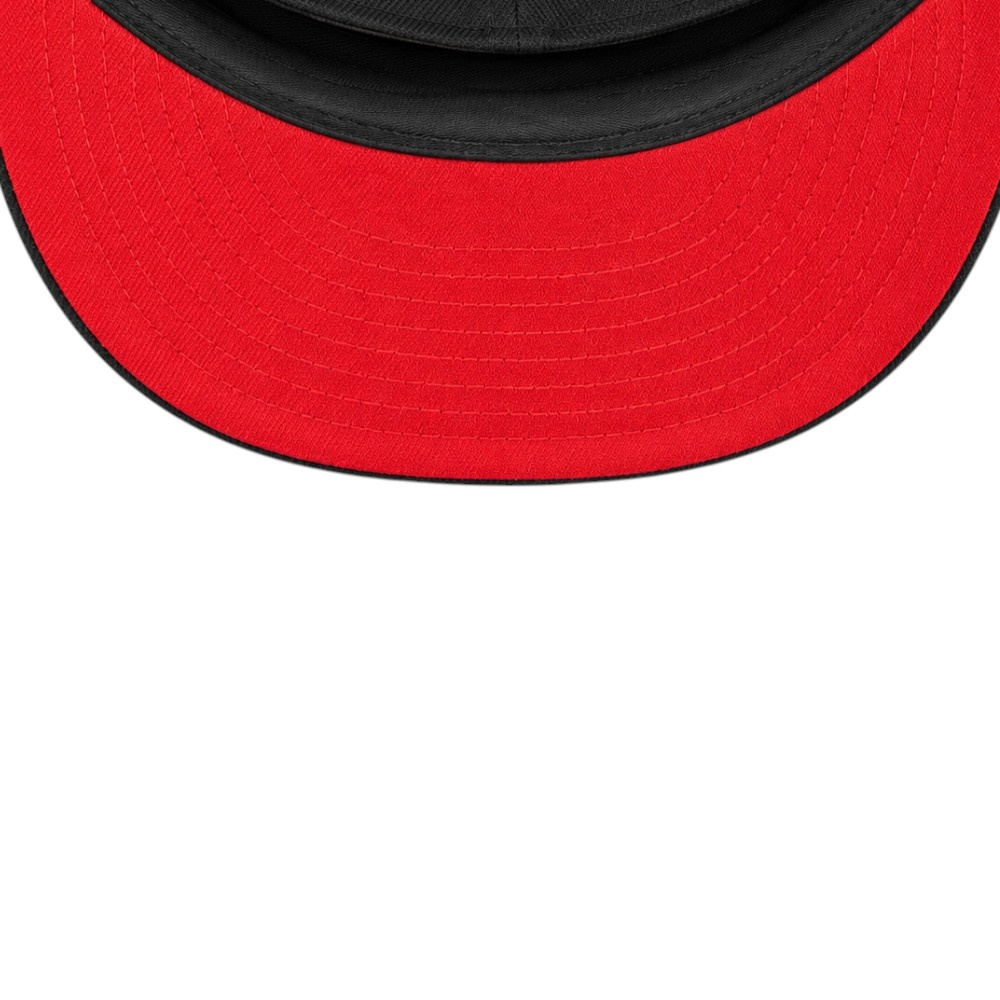 Atlanta Braves Black Script Logo 150th Anniversary Patch Red UV New Era 59FIFTY Fitted Hat