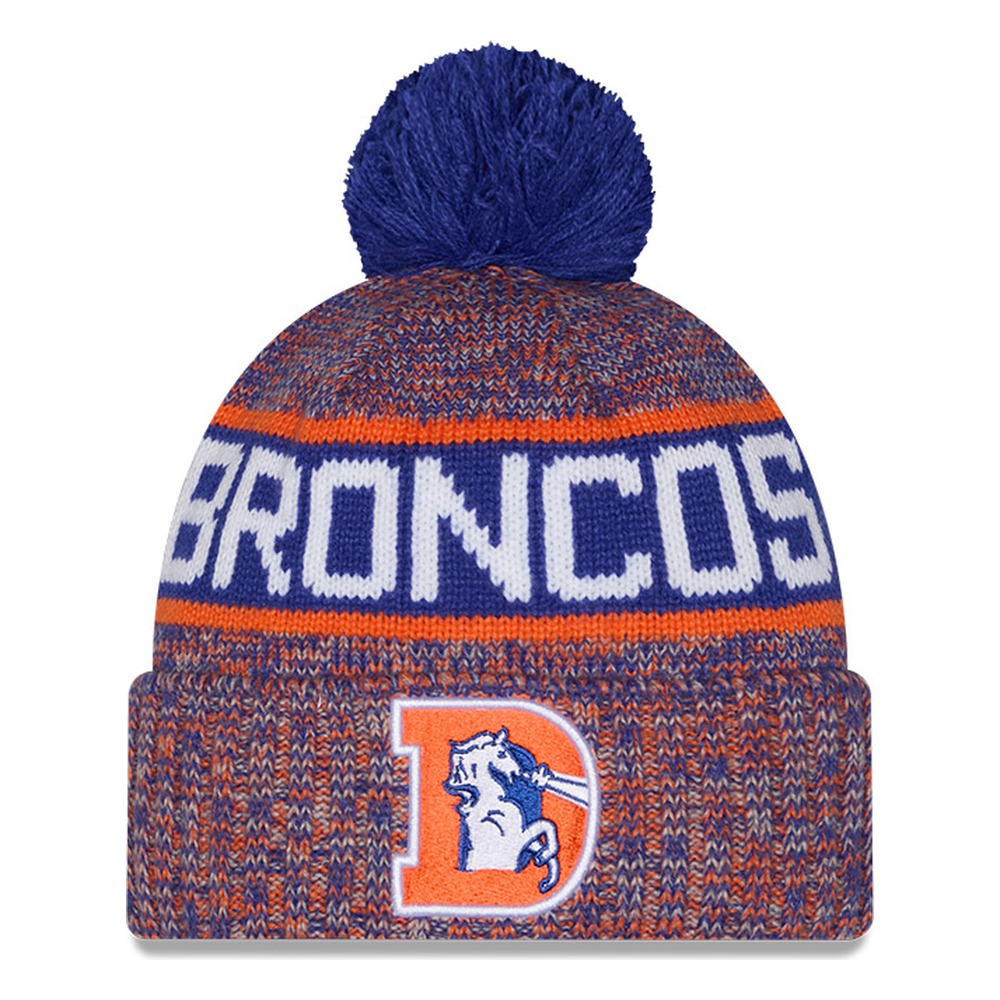 Denver Broncos Orange NFL Tricolor New Era Pom Knit Hat