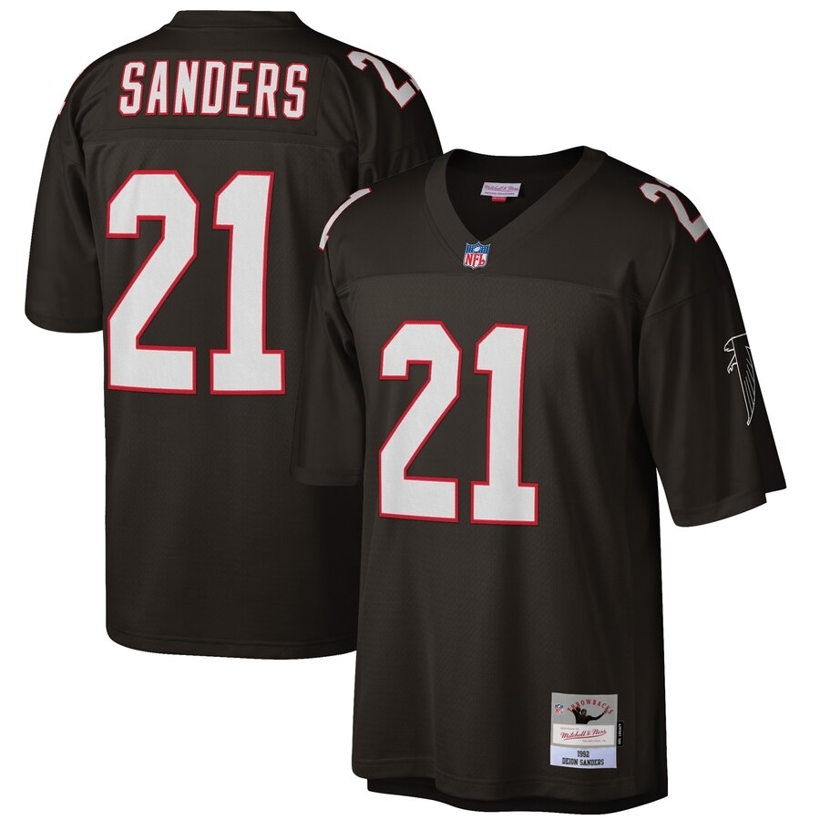 アメフト＊Mitchell&Ness D.SANDERS Jersey Deion Sanders Atlanta Falcons Mitchell & Ness Black Legacy Men's