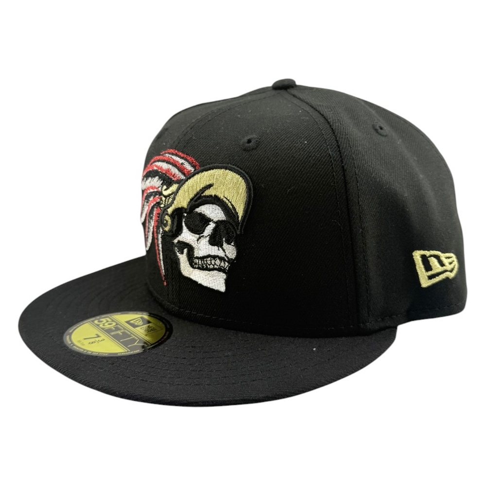 Mexico Black Aztec Warrior Skull Calendar Patch Maroon UV New Era 59FIFTY Fitted Hat