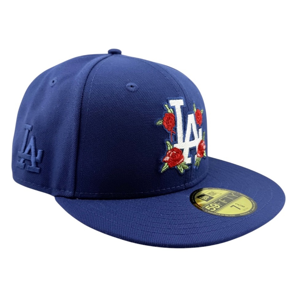 Los Angeles Dodgers Royal Blue Roses Logo LA Patch Pink UV New Era 59FIFTY Fitted Hat