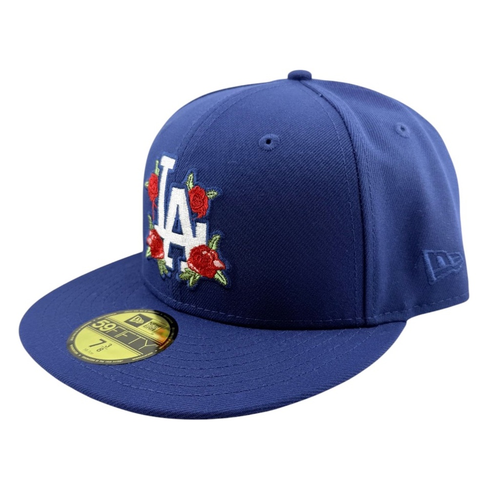 Los Angeles Dodgers Royal Blue Roses Logo LA Patch Pink UV New Era 59FIFTY Fitted Hat