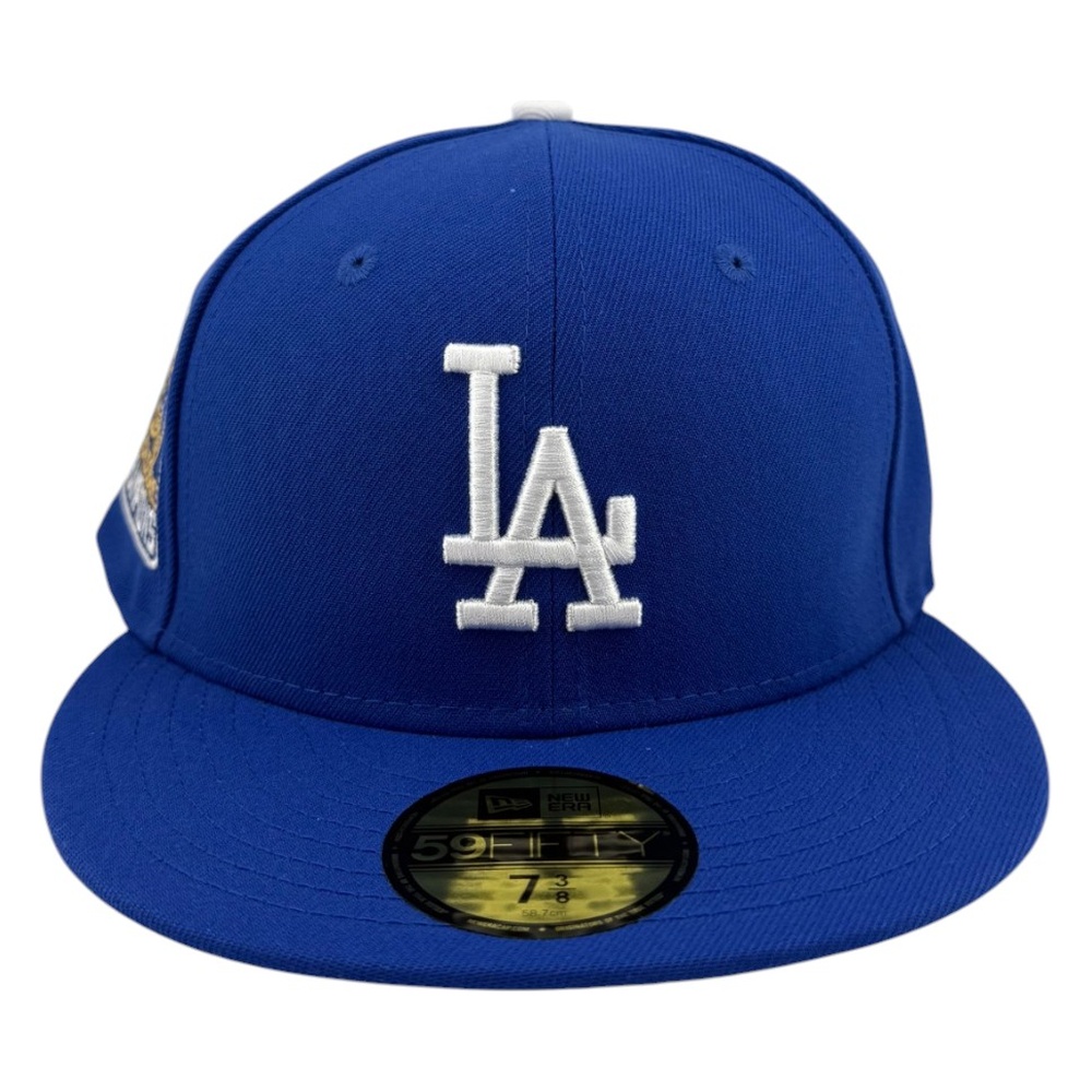 Los Angeles Dodgers Royal Blue Back to World Series Champions Patch Grey UV New Era 59FIFTY Fitted Hat