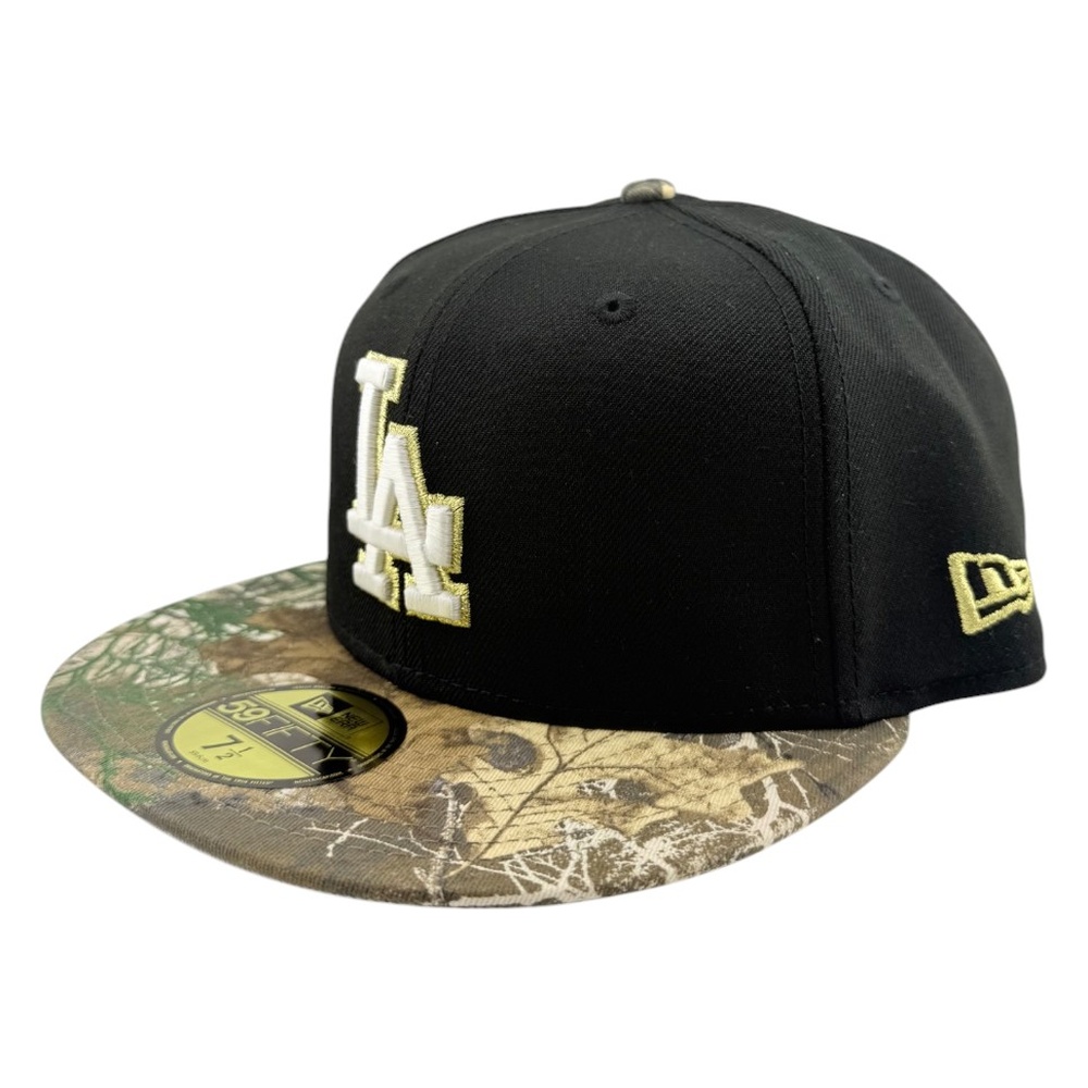 Los Angeles Dodgers Black Realtree Camo 2025 World Series Champions Patch Grey UV New Era 59FIFTY Fitted Hat