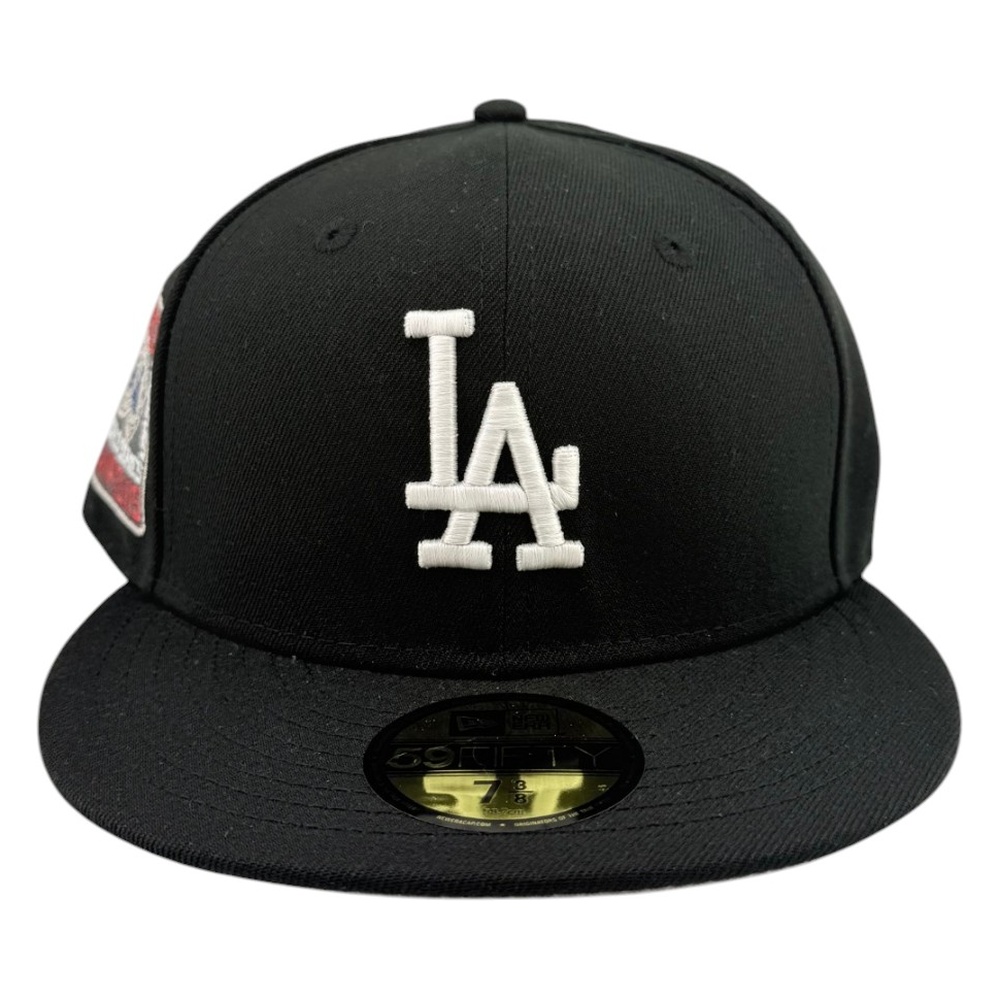 Los Angeles Dodgers Black Back to World Series Champions Patch Grey UV New Era 59FIFTY Fitted Hat