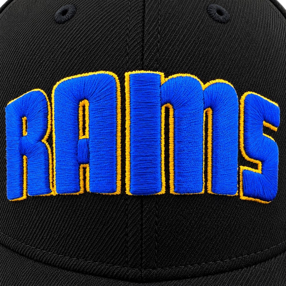 Los Angeles Rams Black Wordmark Logo Helmet Patch New Era 59FIFTY Fitted Hat