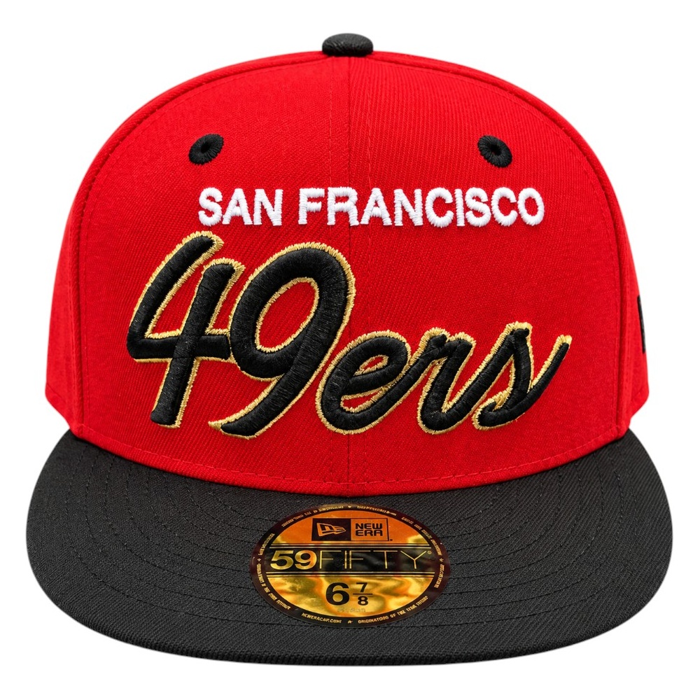 San Francisco 49ers Red and Black Script New Era 59FIFTY Fitted Hat