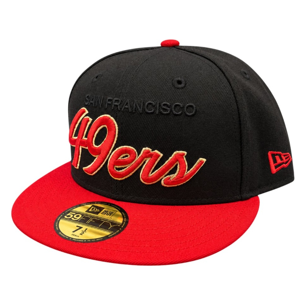 San Francisco 49ers Black and Red Tonal Script New Era 59FIFTY Fitted Hat