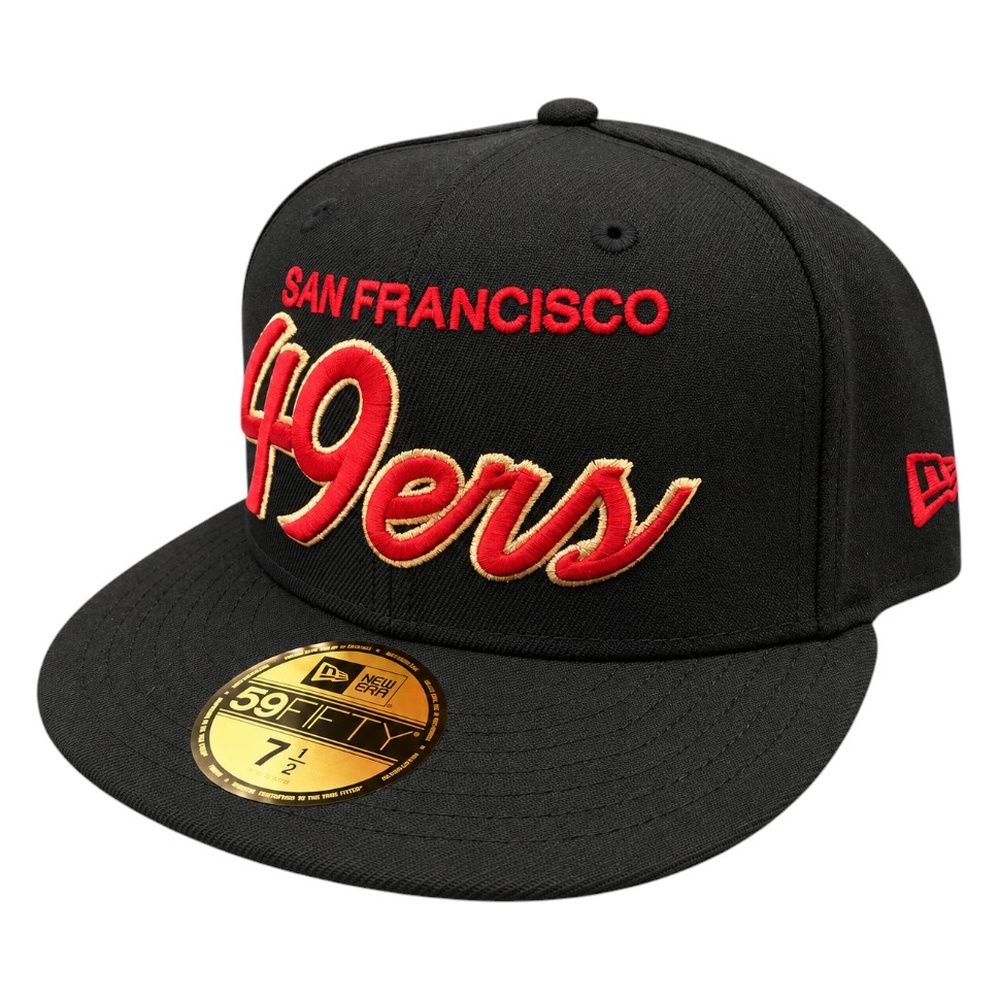 San Francisco 49ers Black Script UV New Era 59FIFTY Fitted Hat