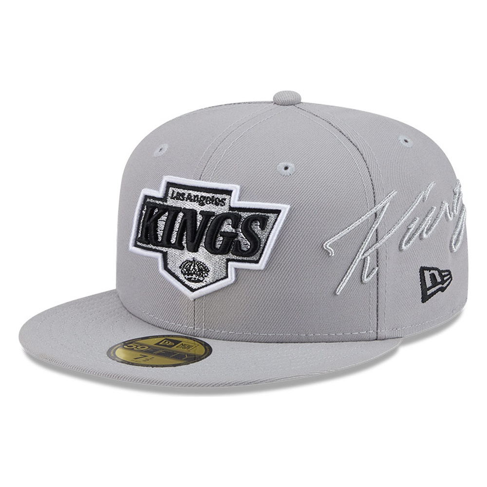 Los Angeles Kings Grey Side Script New Era 59FIFTY Fitted Hat
